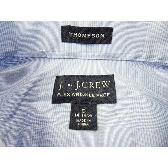 J. By J. Crew Flex Wrinkle Free Thompson Size Small 14-14.5 Blue Check Shirt - Picture 4 of 9